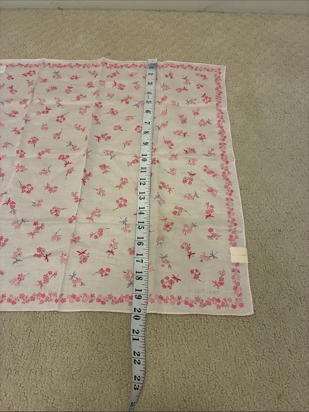 Jill Stuart Vintage Pink Cherry Blossom Glitter Cotton Handkerchief NWT Japan👝 - Picture 6 of 6